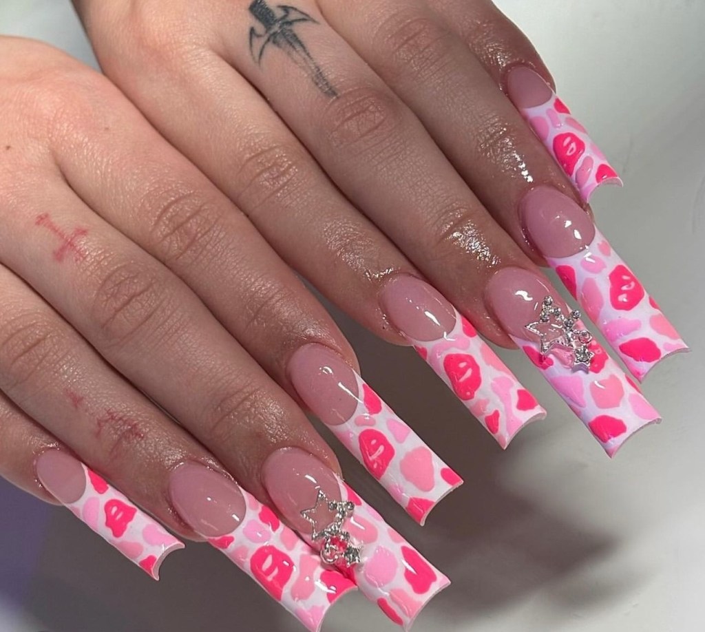 pink nail art