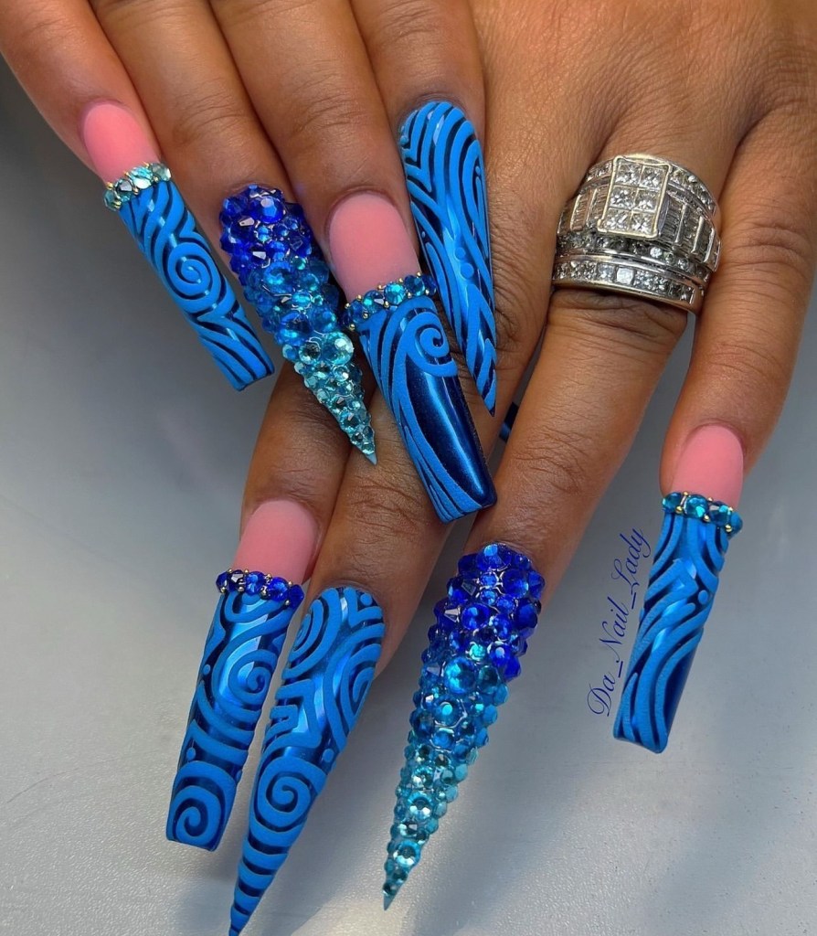 blue nail art