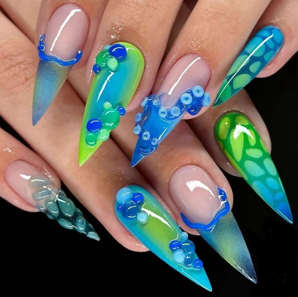 blue nail art