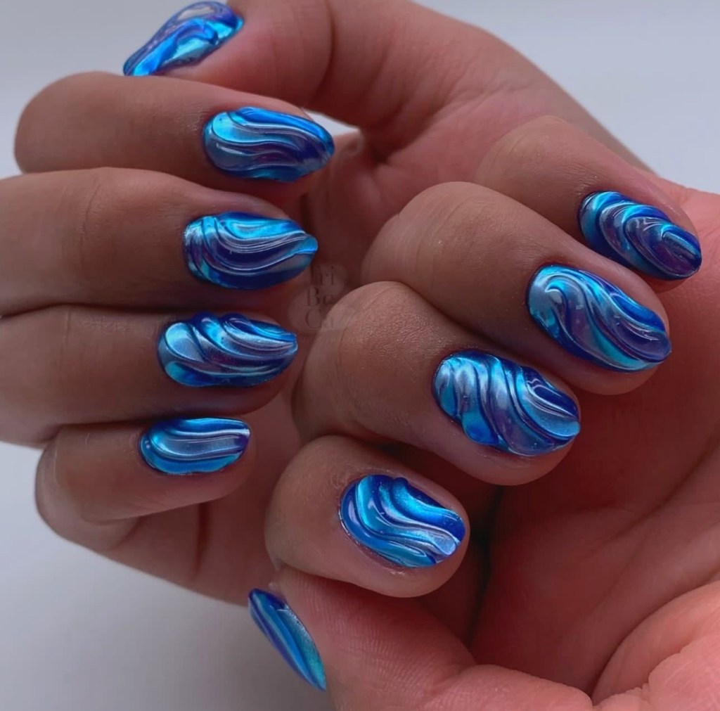 blue nail art