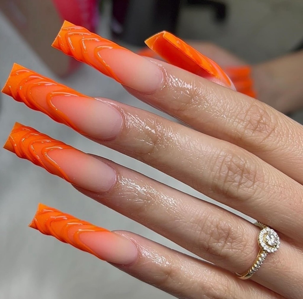 orange nail art