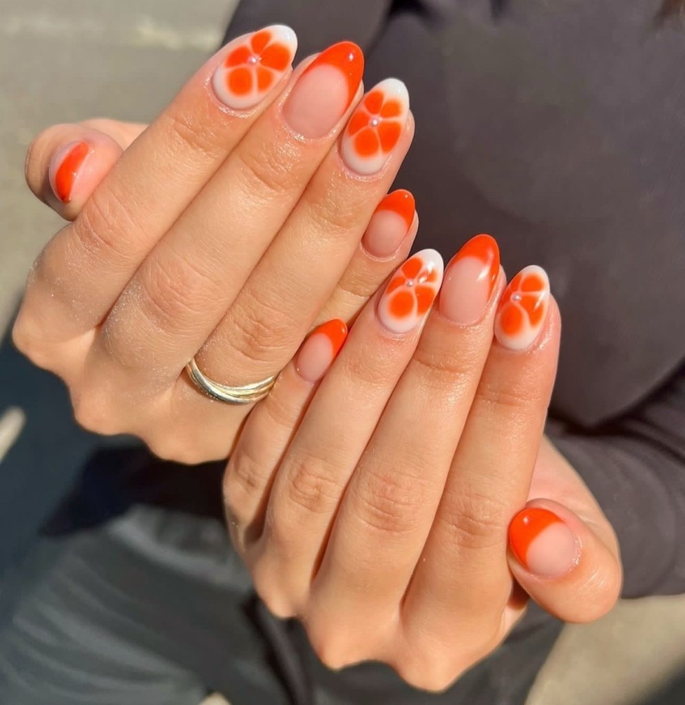 orange nail art