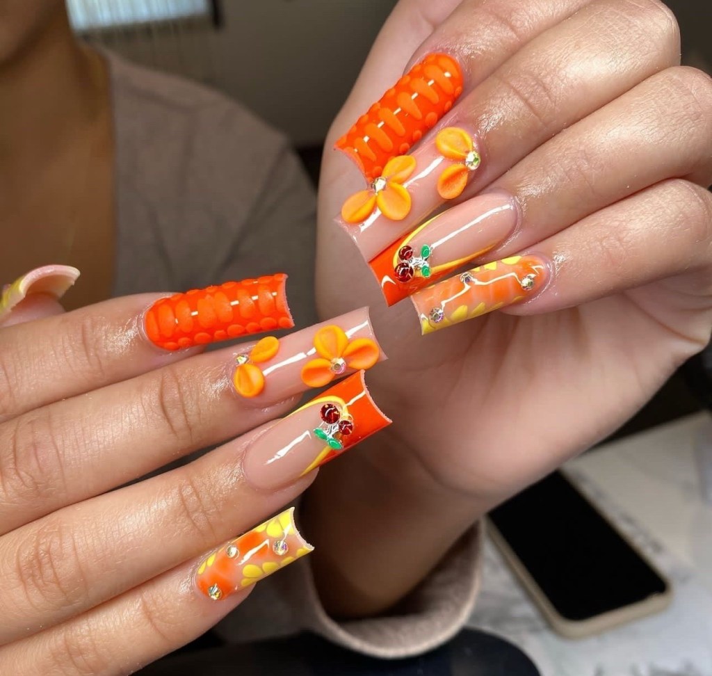 orange nail art