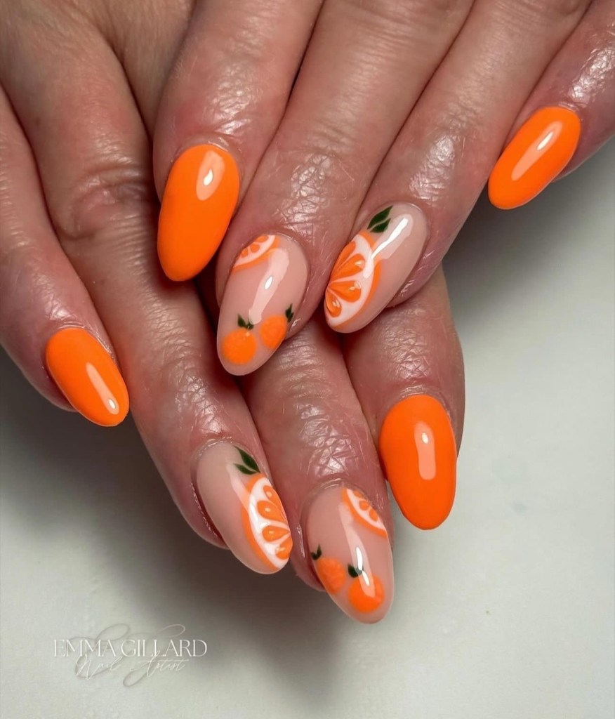 orange nail art