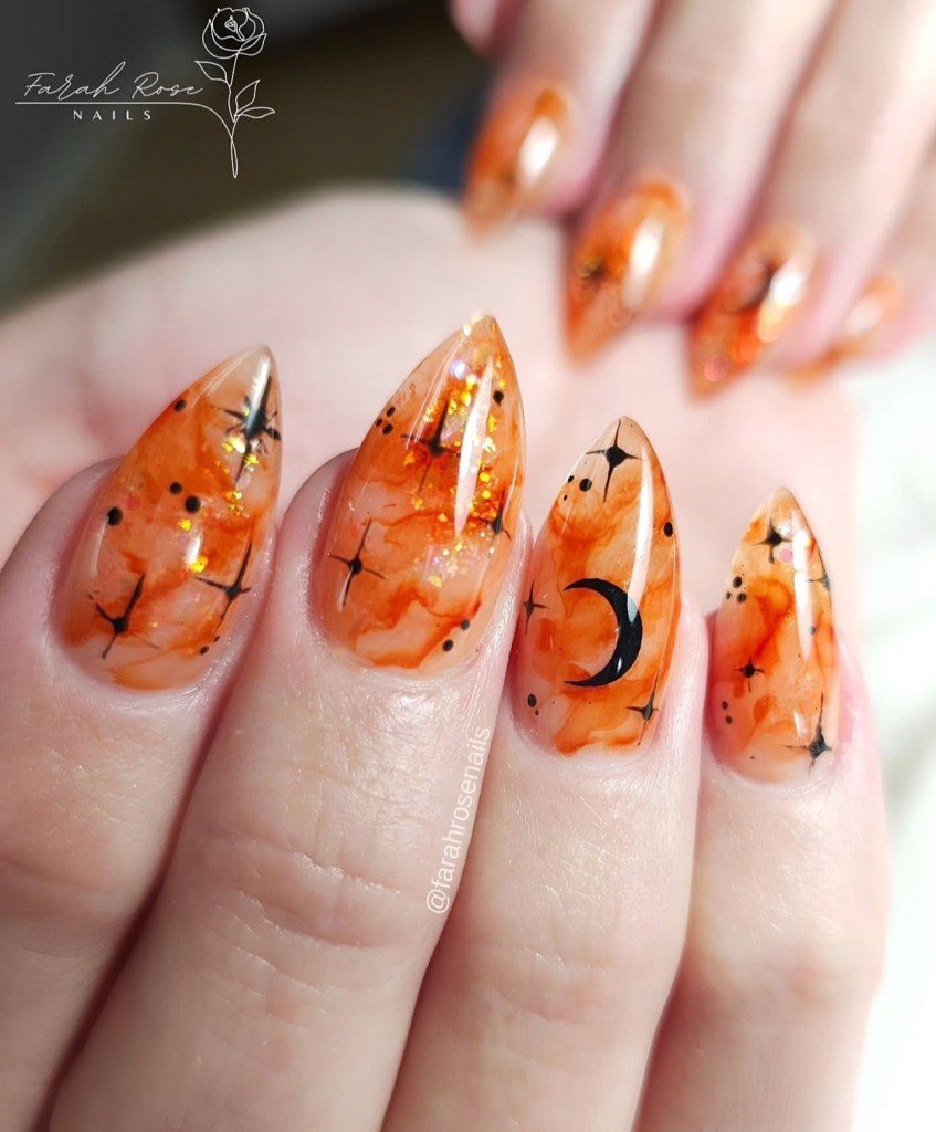 orange nail art
