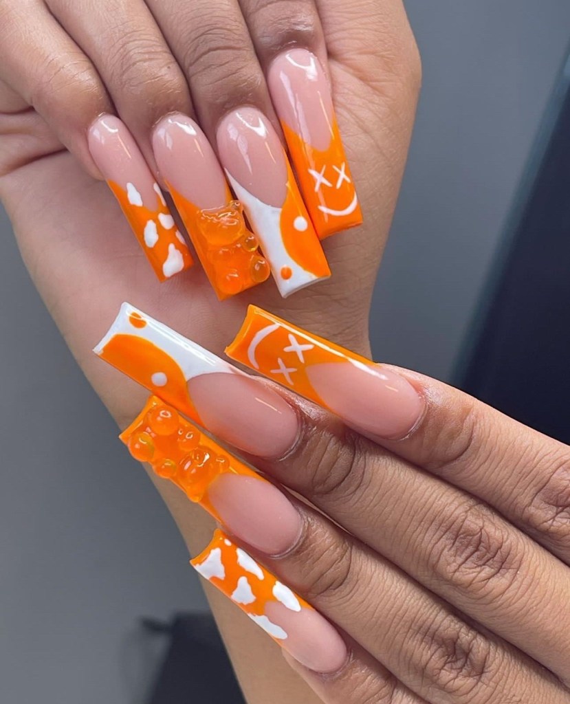 orange nail art