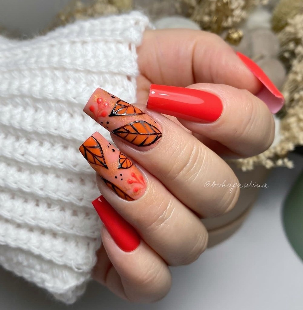 orange nail art