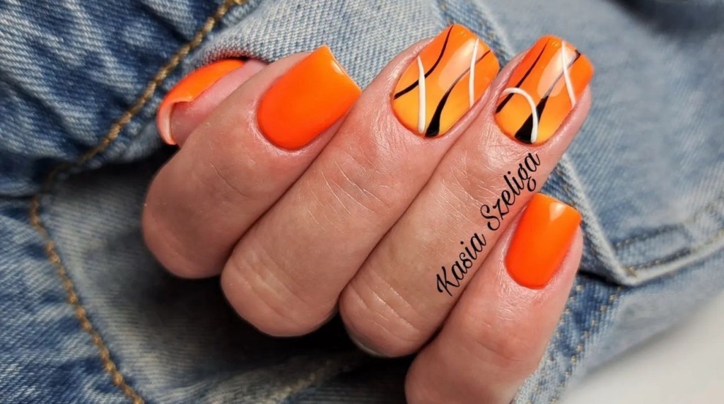 orange nail art