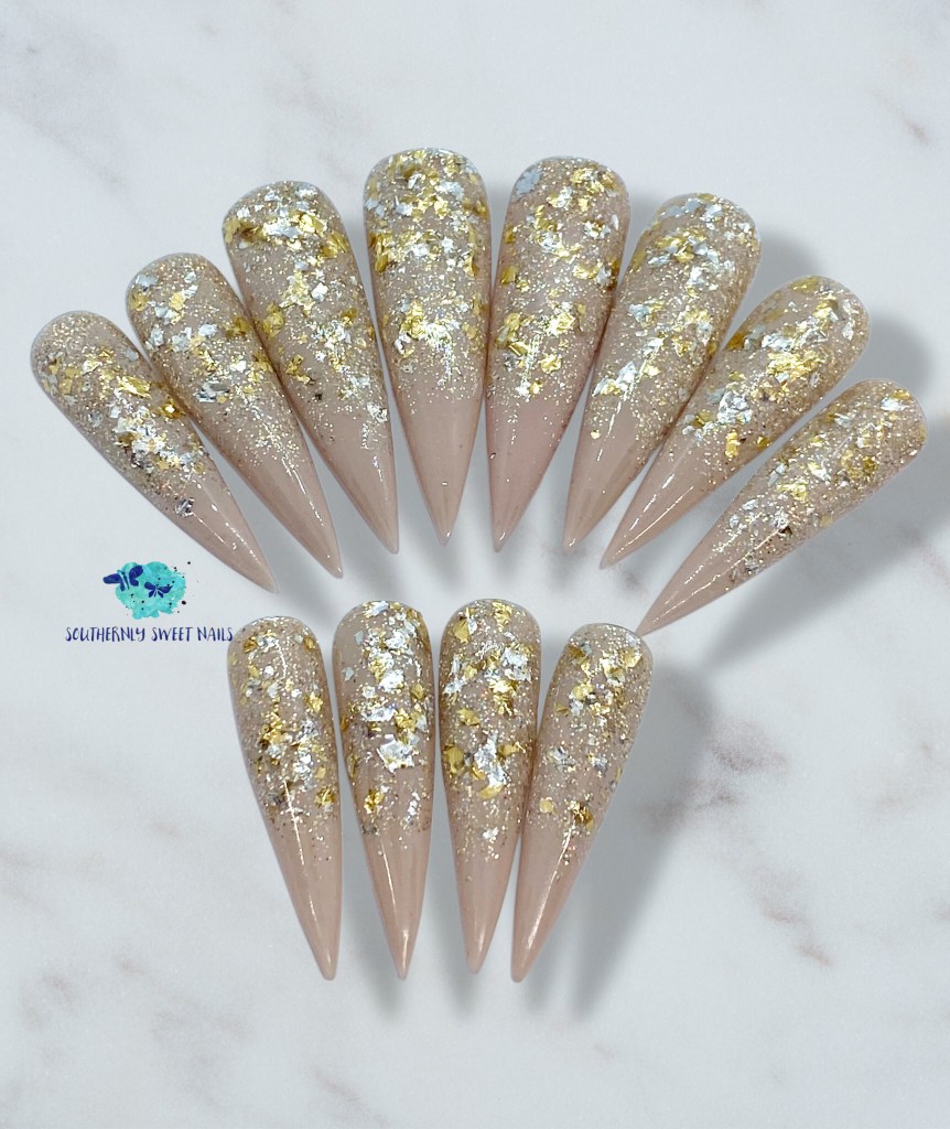 Golden Sparkle Press On Nails 20