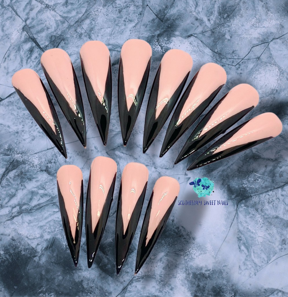 Black French Tips Press On Nails 13