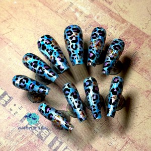 Blue Leopard Print Press On Nails 17