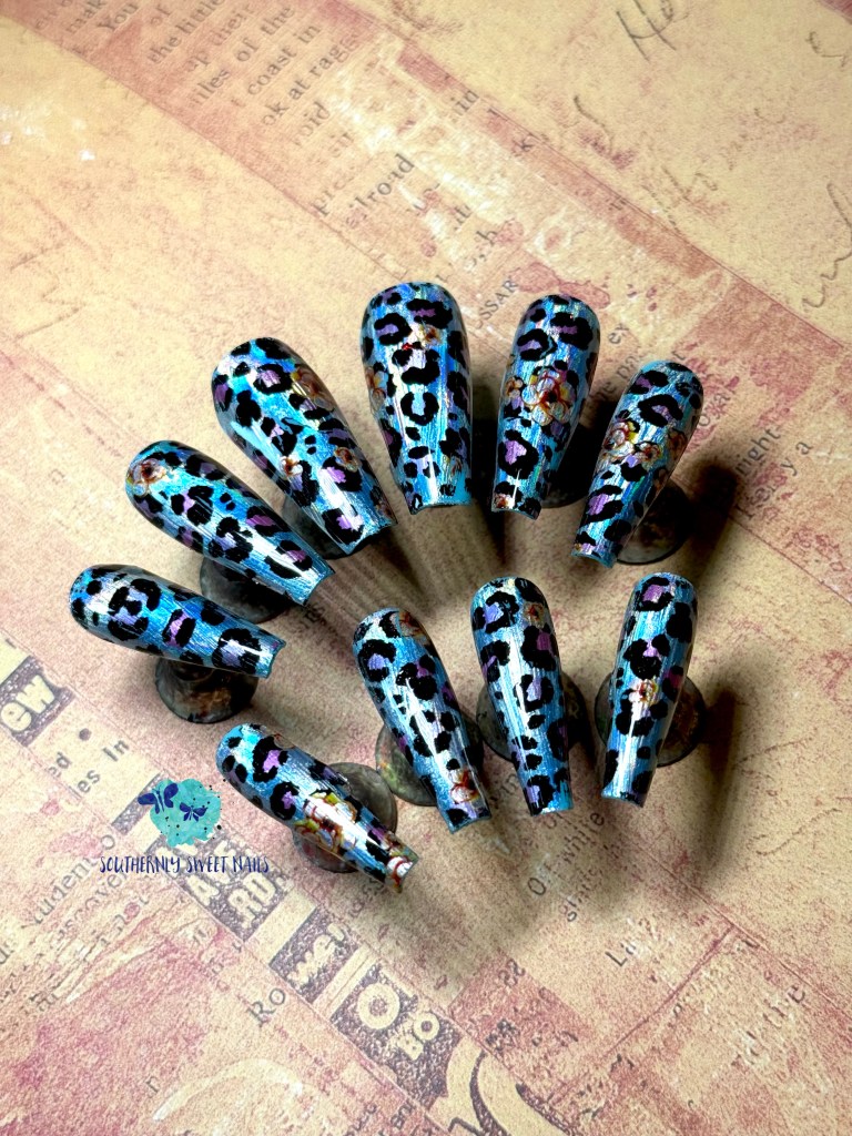 Blue Leopard Print Press On Nails 17