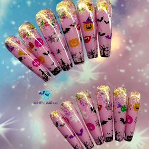 Pink Halloween Press On Nails 5